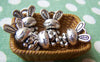 Accessories - 10 Pcs Of Antique Silver Love Rabbit Charms Pendants 13x16mm A1172