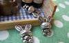 Accessories - 10 Pcs Of Antique Silver Love Rabbit Charms Pendants 13x16mm A1172