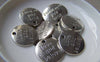 Accessories - 10 Pcs Of Antique Silver Love Round Charms 20mm A1329