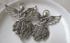 Accessories - 10 Pcs Of Antique Silver Lovely Angel Charms Pendants 38x42mm A6876
