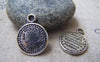 Accessories - 10 Pcs Of Antique Silver Lovely Angel Round Charms 16mm A1338