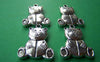 Accessories - 10 Pcs Of Antique Silver Lovely Bear Charms Pendants 19x26mm Double Sided A1163