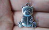 Accessories - 10 Pcs Of Antique Silver Lovely Bear Charms Pendants 19x26mm Double Sided A1163