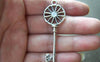 Accessories - 10 Pcs Of Antique Silver Lovely Flower Key Charms Pendants 20x60mm A1241