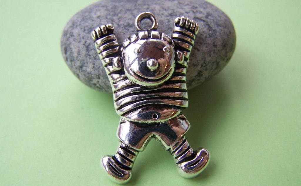 Accessories - 10 Pcs Of Antique Silver Lovely Little Boy Charms 23x35mm A1562