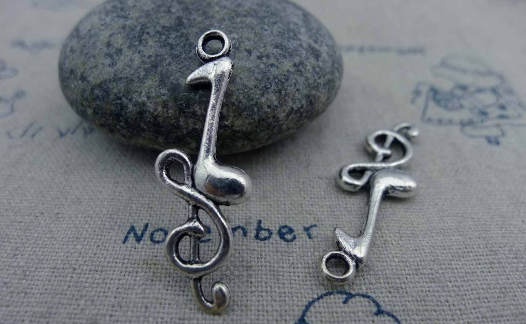 Accessories - 10 Pcs Of Antique Silver Lovely Music Note Charms 10x32mm A1662