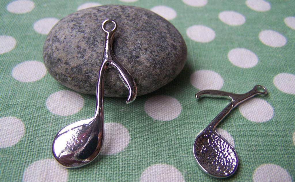 Accessories - 10 Pcs Of Antique Silver Lovely Music Note Charms 22x40mm A1649