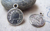 Accessories - 10 Pcs Of Antique Silver Lovely Princess Round Charms 16mm A1387