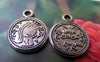 Accessories - 10 Pcs Of Antique Silver Lovely Princess Round Charms 16mm A1387