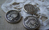 Accessories - 10 Pcs Of Antique Silver Lovely Princess Round Charms 16mm A1387