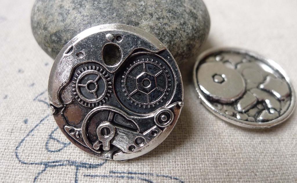 Accessories - 10 Pcs Of Antique Silver Mechanical Watch Clock Pendants 25mm A6863