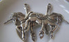 Accessories - 10 Pcs Of Antique Silver Merry Go Round Unicorn Horse Pendant Charms 44x45mm A4306