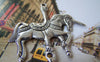 Accessories - 10 Pcs Of Antique Silver Merry Go Round Unicorn Horse Pendant Charms 44x45mm A4306