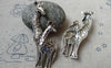 Accessories - 10 Pcs Of Antique Silver Mother And Baby Giraffe Pendants Charms 20x54mm A6512