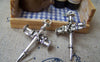 Accessories - 10 Pcs Of Antique Silver Nail Cross Charms Pendants 19x35mm A884