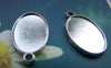 Accessories - 10 Pcs Of Antique Silver Oval Cameo Base Setting Match 12x18mm Cabochon Double Sided A3197