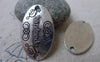 Accessories - 10 Pcs Of Antique Silver Oval Embossed Handmade Connector Charms 19x32mm A5818