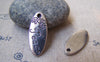 Accessories - 10 Pcs Of Antique Silver Oval Flower Charms 10x25mm A3089