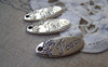 Accessories - 10 Pcs Of Antique Silver Oval Flower Charms 10x25mm A3089