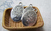 Accessories - 10 Pcs Of Antique Silver Oval Tree Pendant Charms 15x24mm Double Sided A2948