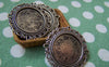 Accessories - 10 Pcs Of Antique Silver Round Cameo Base Settings 29mm Match 20mm Cabochon A2441