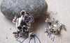 Accessories - 10 Pcs Of Antique Silver Skull Heart Charms 16x20mm A1570