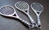 Accessories - 10 Pcs Of Antique Silver Tennis Rackets Charms 19x48mm A876