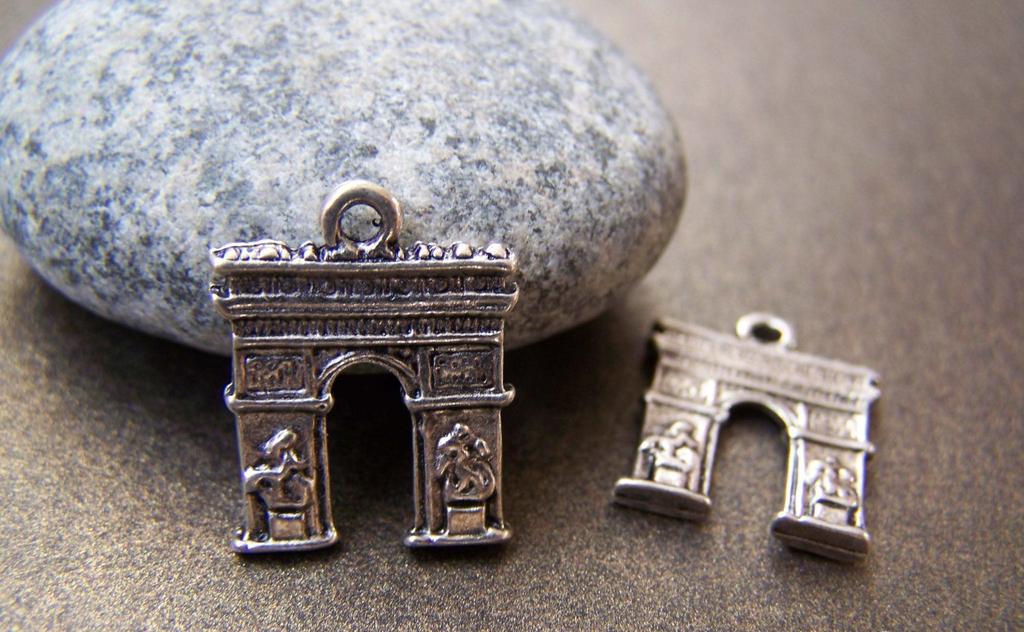 Accessories - 10 Pcs Of Antique Silver Triumphal Arch Charms 14x18mm A1660