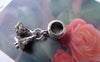 Accessories - 10 Pcs Of Antique Silver Two Dangling Flower Large Hole Beads 23mm A7573