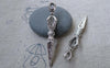 Accessories - 10 Pcs Of Antique Silver Vajra Dorje Cross Buddhism Charms 8x51mm A7680