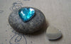Accessories - 10 Pcs Of Blue Faceted Acrylic Heart Cabochon Cameo Pendants 18mm A4780