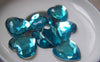 Accessories - 10 Pcs Of Blue Faceted Acrylic Heart Cabochon Cameo Pendants 18mm A4780