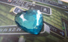Accessories - 10 Pcs Of Blue Faceted Acrylic Heart Cabochon Cameo Pendants 18mm A4780