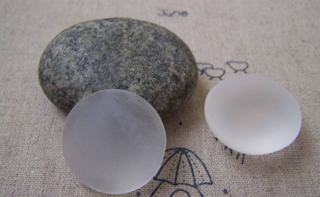 Accessories - 10 Pcs Of Frosted Glass Dome Round Cabochon Cameo 25mm A4983