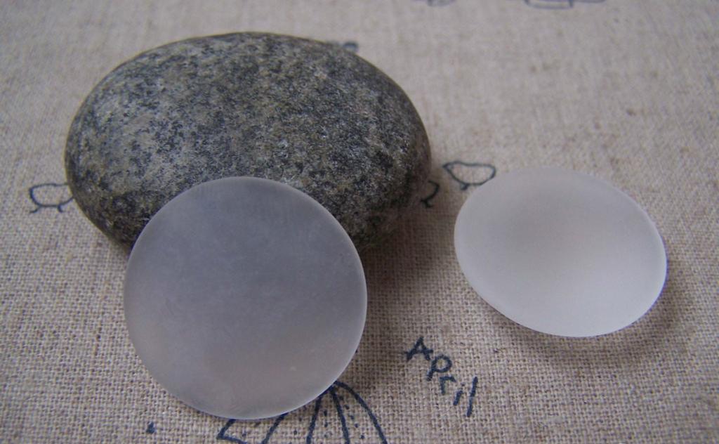 Accessories - 10 Pcs Of Frosted Glass Dome Round Cabochon Cameo 25mm A4985