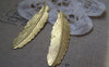 Accessories - 10 Pcs Of Gold Color Brass Feather 12x53mm A3109