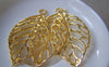 Accessories - 10 Pcs Of Gold Tone Huge Filigree Tree Leaf Charms Pendants 26x44mm A4256