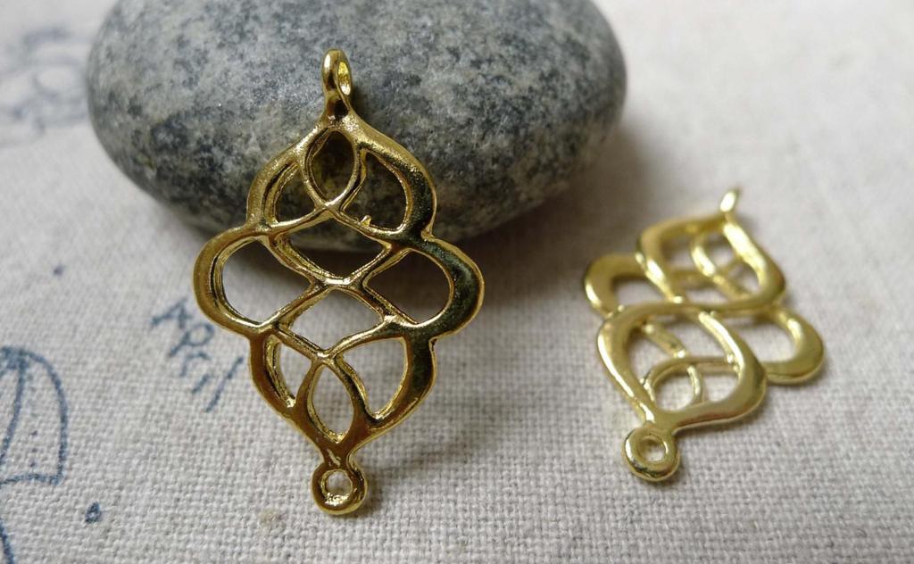 Accessories - 10 Pcs Of Gold Tone Lovely Chinese Knot Connector Charms 18x27mm A5959