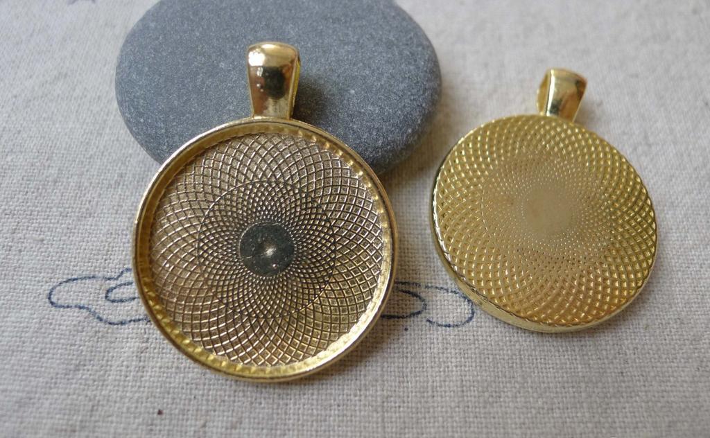 Accessories - 10 Pcs Of Gold Tone Round Cameo Cabochon Base Settings Match 25mm Cameo A7310