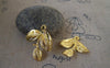 Accessories - 10 Pcs Of Gold Tone Three Leaf Branch Charms 24x27mm A5410
