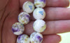 Accessories - 10 Pcs Of Hand Painted Blue Flower Ceramic Round Beads 14mm A1875