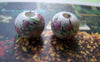 Accessories - 10 Pcs Of Hand Painted Flower Ceramic Rondelle Beads 9x12mm A1882