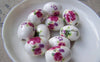 Accessories - 10 Pcs Of Hand Painted Flower Oval Chinese Ceramic Beads 13x18mm A1857