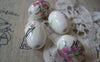 Accessories - 10 Pcs Of Hand Painted Flower Oval Chinese Ceramic Beads 13x18mm A4250