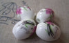 Accessories - 10 Pcs Of Hand Painted Flower Oval Chinese Ceramic Beads 13x18mm A4250