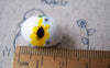Accessories - 10 Pcs Of Hand Painted Yellow Sunflower Oval Ceramic Beads 13x18mm A5308