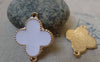 Accessories - 10 Pcs Of KC Gold Edged White Enamel Plum Flower Charms 20x25mm A5911