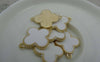 Accessories - 10 Pcs Of KC Gold Edged White Enamel Plum Flower Charms 20x25mm A5911