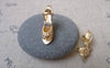 Accessories - 10 Pcs Of Matte Gold Tone Brass Hige Heel Shoes Charms Pendants 7x20mm A7220