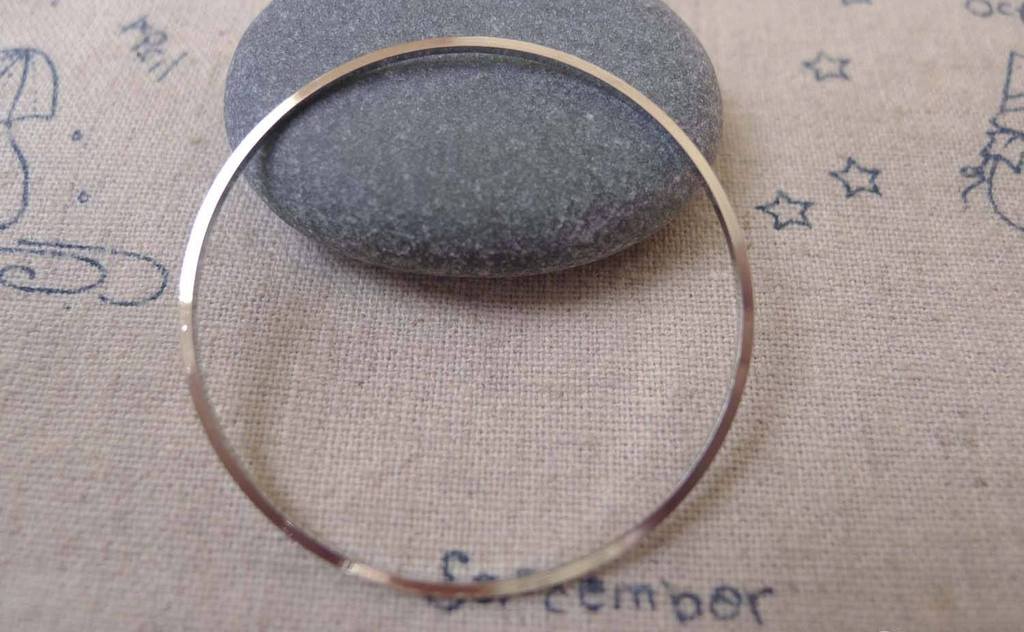 Accessories - 10 Pcs Of Platinum White Gold Tone Brass Seamless Rings 40mm 18gauge A7371